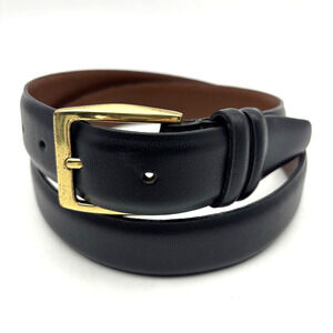 Vintage 90s 8569 Black Fine Italian Leather Men's Dress Belt 32-36" Made in USA